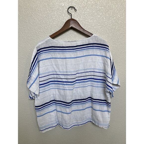 Chicos womens beachy top nautical 1 medium casual capsule stripe white blue - Picture 4 of 4